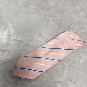 Jos A Bank Necktie Men's Peach Blue Striped 100%‎ Silk Made in Italy